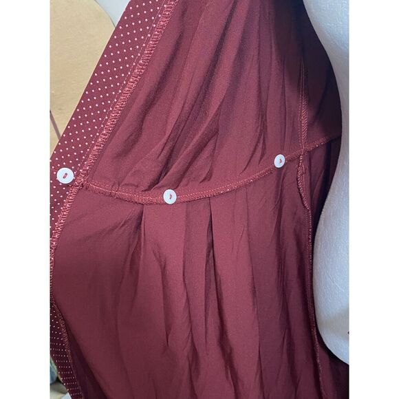 Elisabetta Franchi Dress Burgundy Wrap Polka Dots Size 44 Missing Belt - Picture 9 of 13
